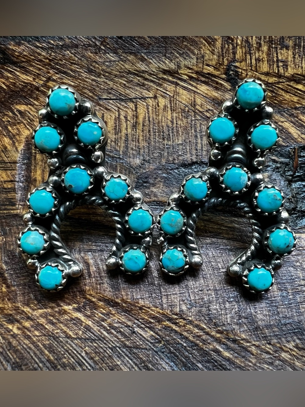 Kingman Turquoise Naja Earrings Sterling Silver Hada Collection Southwestern
